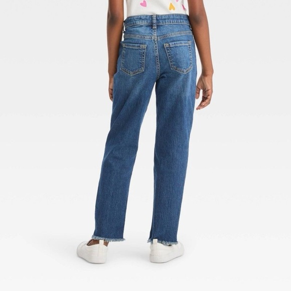 Girls' High-Rise Ankle Straight Jeans - Cat & Jack Medium Blue Wash 12 nwot - Picture 6 of 6